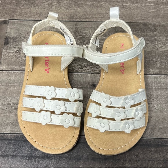 Carters White Flower Strappy Toddler Sandals - Picture 1 of 13